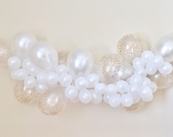 Balloon Garland DIY Kit White and Gold Confetti Look Balloons~Wedding Balloon Garland~Bridal Shower~Birthday Party~Wedding Decorations