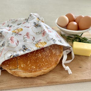 Reusable Bread Bag~100% Cotton Bread Storage~Eco-Friendly Bread Keeper Sourdough & Artisan Bread Bag~Produce Bag~Food Storage~Made in USA