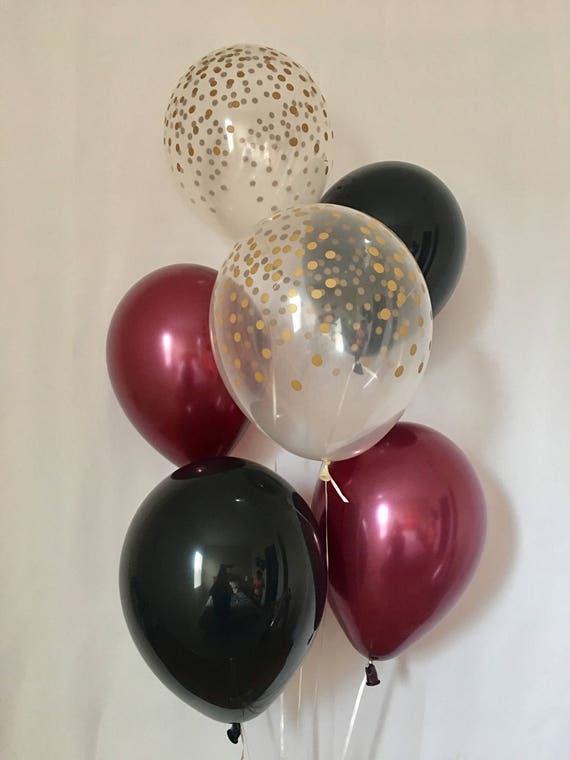 Burgundy Black Clear Gold Confetti Latex Etsy