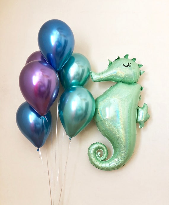 Seahorse Mermaid Friends Baby Seahorse Balloon Shellebrate Mermaid Wishes Mermaid Party Decor Under The Sea Party Under the Sea Theme