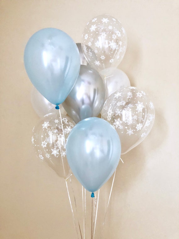 Blue Silver & Snowflake Balloon~Winter Onederland First Birthday~Baby Shower~Snowflake Balloon~Wonderland Party~Snowflake Party Decor~Chrome Il_570xn