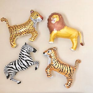 Safari Animal Balloons~Lion Balloon~Tiger Balloons~Zebra Balloon~Leopard Balloon~Jungle Party~Safari Party~Wild One Party Decor~Two Wild