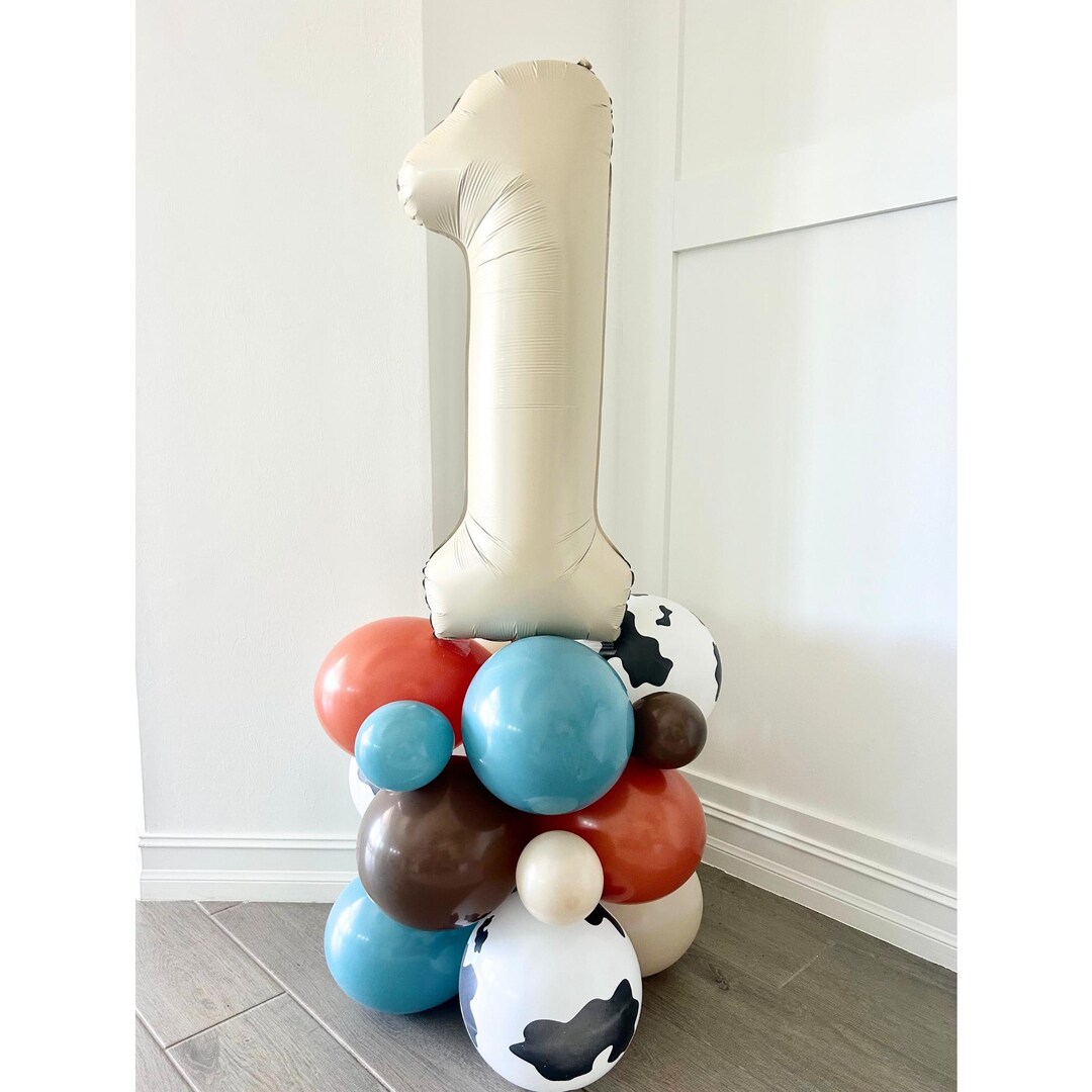 First Rodeo Balloon Tower Kit: Cow Print Party Decor - Etsy