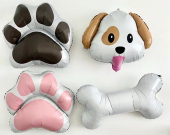 Puppy Party Mylar Balloon: Dog, Paw, Bone Shapes