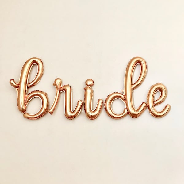 Bride Gold Script Letter Balloons~Bridal Shower Decor~Bridal Banner~Bride Gold Banner~Engagement Party~Wedding Balloon~Bachelorette Party