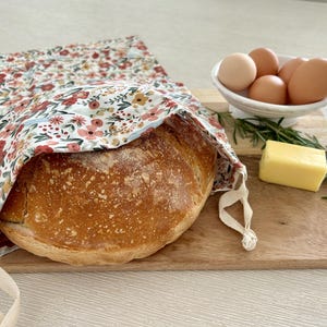 Reusable Bread Bag~100% Cotton Bread Storage~Eco-Friendly Bread Keeper Sourdough & Artisan Bread Bag~Produce Bag~Food Storage~Made in USA