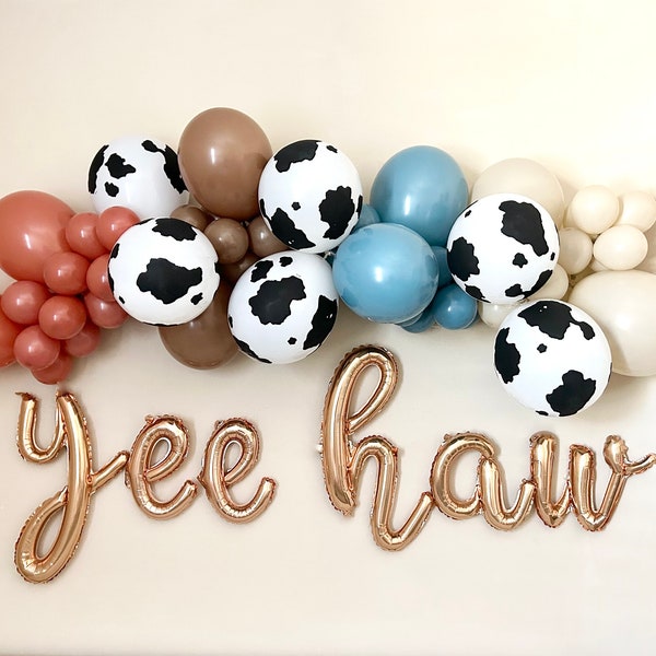 Cowboy Balloon Garland DIY Kit~Holy Cow I'm One~Moo I'm Two~Retro Toy Story~Last Rodeo~Blue Cowboy~Cow Print Balloon~First Rodeo~Yee Haw