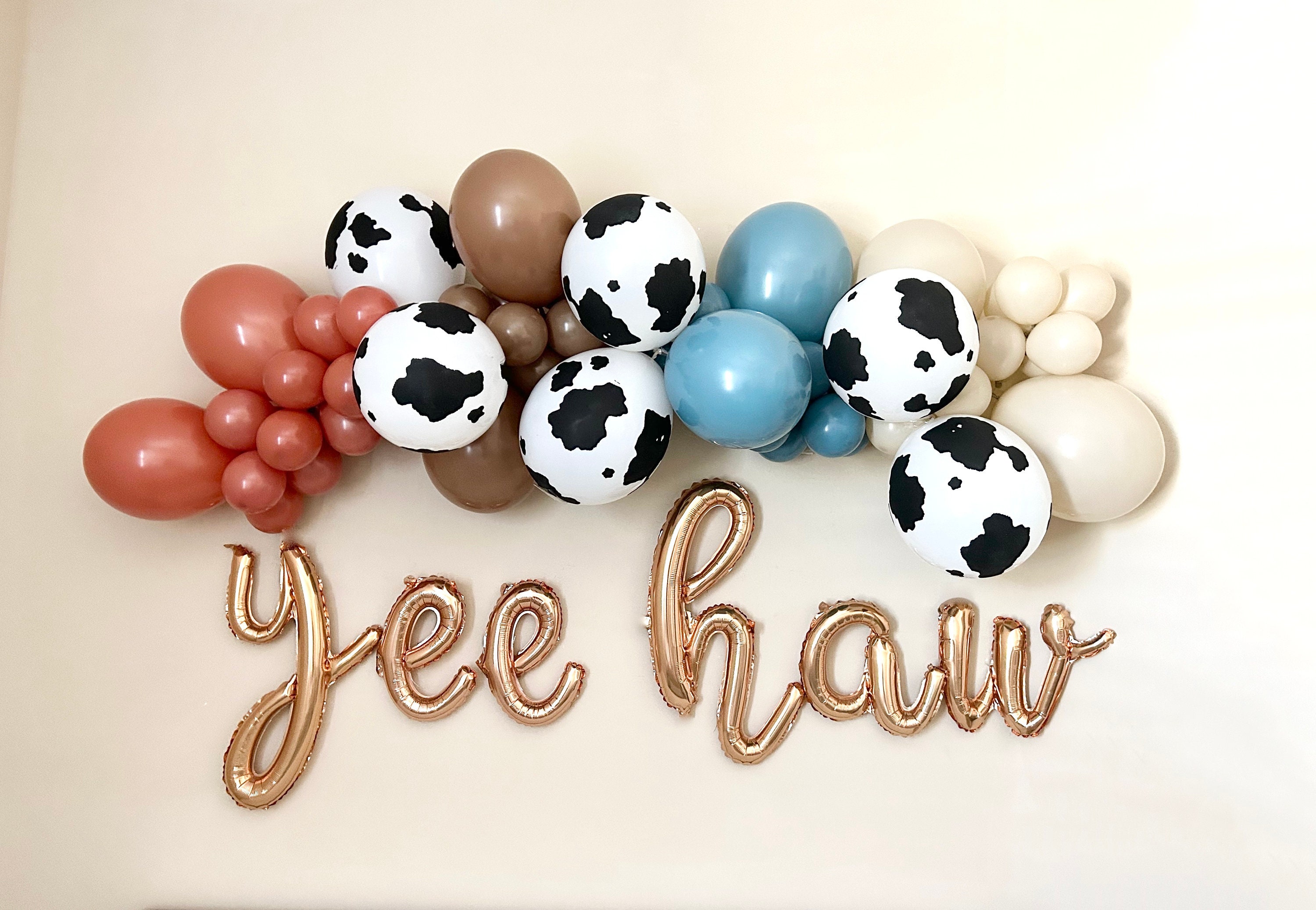 Cowboy Balloon Garland DIY Kit~Holy Cow I'm One~Moo I'm Two~Retro Toy Story~Last Rodeo~Blue Cowboy~Cow Print Balloon~First Rodeo~Yee Haw