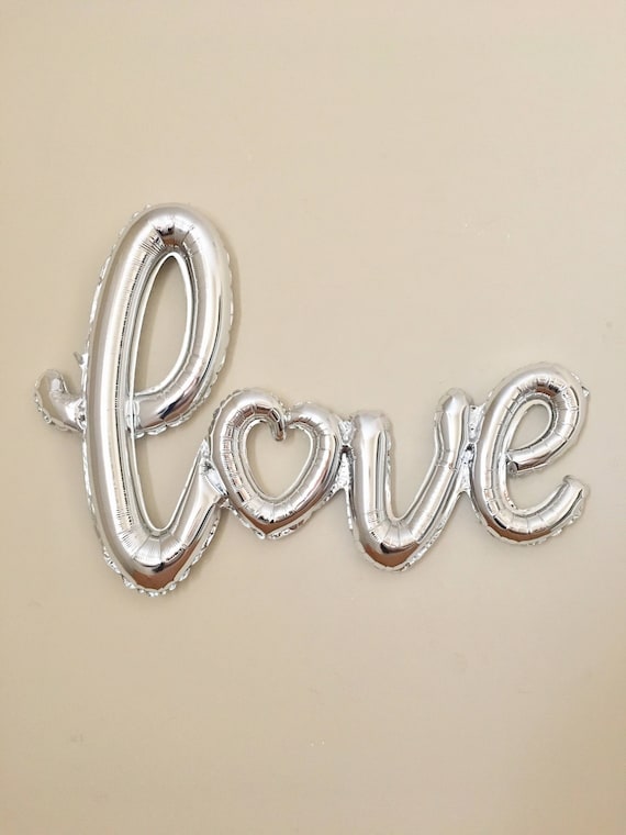 New! Love Silver Script Balloon~47 inch Love Balloon~Wedding Shower Decorations~ Wedding Photo Prop~Bridal Shower~Engagement Party~Love Il_570xn