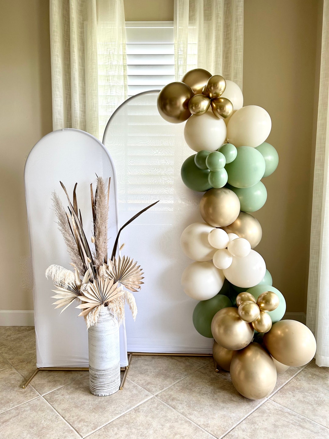 Eucalyptus Balloon Garland DIY Kitbridal Showersage Weddingbaby Showerchrome Gold White Sand and
