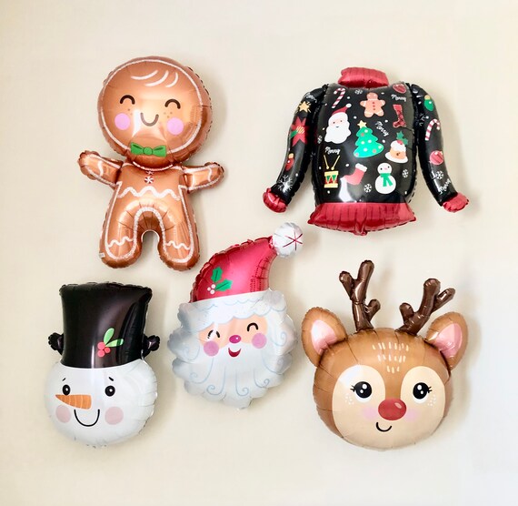 Christmas Balloons~Santa Balloon~Reindeer Balloon~Snowman Balloon~Gingerbread Balloon~Ugly Sweater Balloon~Christmas Party~Christmas Decor Il_570xn