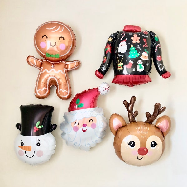 Christmas Balloons~Santa Balloon~Reindeer Balloon~Snowman Balloon~Gingerbread Balloon~Ugly Sweater Balloon~Christmas Party~Christmas Decor