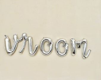 Vroom Script Letter Balloon Banner~Two Fast Birthday~Race Car Party Decorations~Fast One Birthday~Race Car Birthday~Vintage Car Birthday