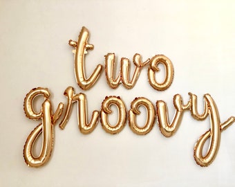 Two Groovy Script Letter Balloons~Groovy Birthday~Two Groovy Banner~Two Groovy Party~Groovy Party Supplies~Retro Birthday Party