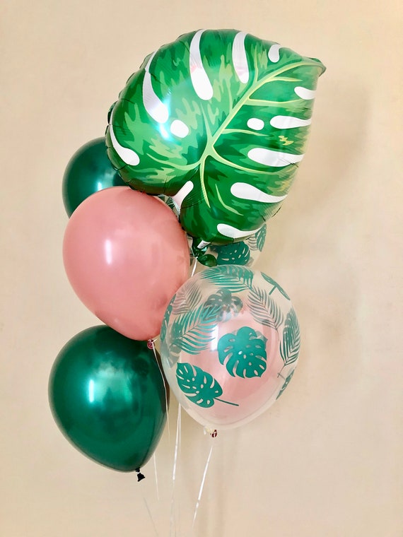 Palm Leaf, Forest Green, Rosewood 11 inch Latex Balloons~Leaf Balloon~Wild One Party~Jungle Party~Aloha Party~Leaf Decor~Tropical Party Il_570xn