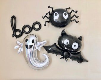 Boo Script Balloon~Spider Balloon~Bat Balloon~Ghost Balloon~Halloween Balloon~Halloween Party Decorations~Halloween Banner~Halloween