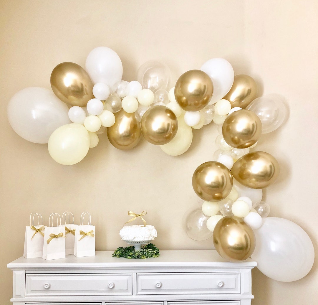 Gold and White Balloon Garland DIY Kitbridal Etsy