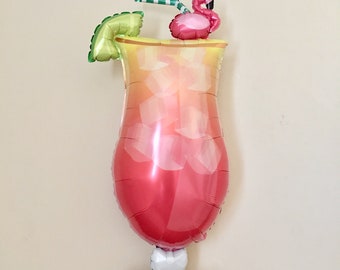 Tropical Flamingo Drink Balloon~Flamingo Party~Palm Springs~Bachelorette Party~Luau Decor~Summer Party Drinks~Beach Party~Tropical Drink