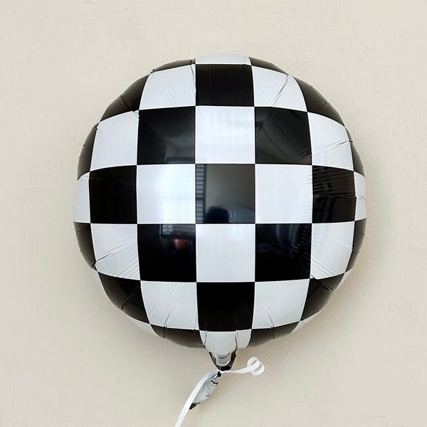 Black and White Checker Balloon~Checkerboard Balloon~Two Fast~Fast One~One Happy Dude~Off Two The Races~Black and White Checkered Balloon