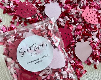 Strawberry Party Confetti - Pink & Red Cardstock, 1 Ounce