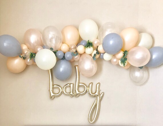 Balloon Garland DIY Kit in Gray, Pearl Peach, Ivory and Clear~Baby Shower~Baby Script~Boho Party~Blush Balloons~Peach Balloons~Party Decor Il_570xn