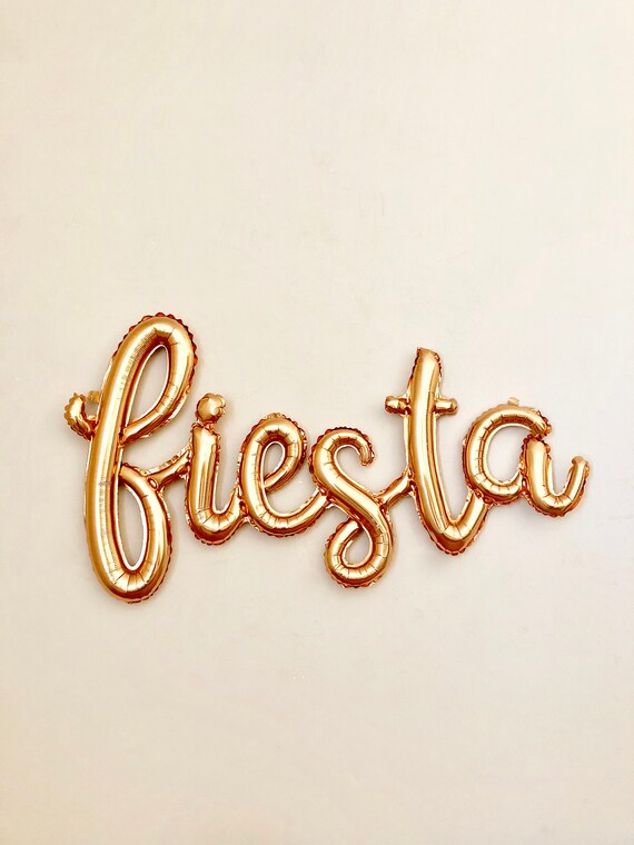 Fiesta Gold Cursive Script Balloon~53 inch Fiesta Balloon~Final Fiesta~Bridal Shower~Gold Banner~Fiesta Party Decor~Bachelorette~Cactus~Taco Il_570xn