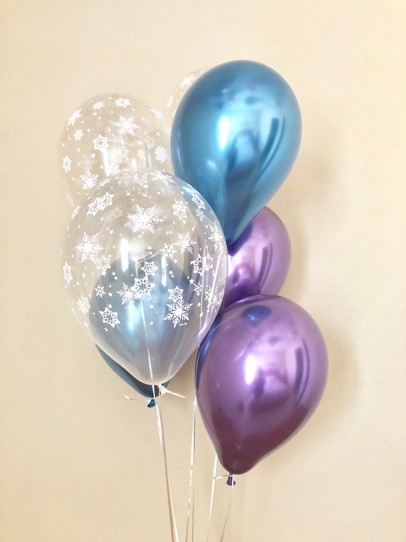 Purple Blue Chrome & Snowflake Latex Balloons~Winter Onederland First Birthday~Baby Shower~Snowflake Balloon~Wonderland Party~Frozen Party Il_570xn