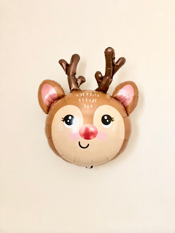 Reindeer Jumbo Balloon~Red Nosed Reindeer~Christmas Balloon~Holiday Balloon~Christmas Party Decor~Christmas Photo Backdrop~Reindeer Balloon Il_570xn