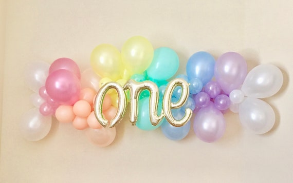 Rainbow First Birthday Balloon Garland DIY Kit~Unicorn Party Balloon~Rainbow Balloon~First Birthday Balloon Arch~Rainbow Party Decor~One Il_570xn