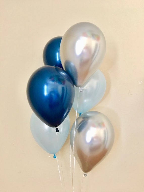 Navy Light Blue Silver Chrome Latex Balloons~First Birthday~Wedding~Bridal Shower~Baby Shower~Bachelorette Party~Navy Silver Party Decor Il_570xn