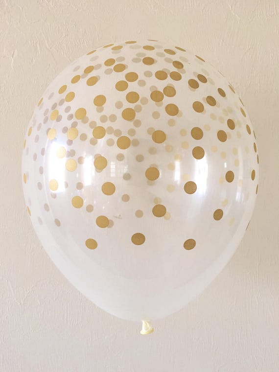 Gold Confetti Look 11 inch Latex Balloon~Gold Polka Dots~Bridal Shower~Baby Shower~Birthday~Gold Wedding~ Gold Party Decor~Gold Confetti Il_570xn