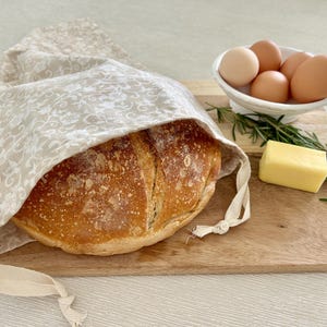 Reusable Bread Bag~100% Cotton Bread Storage~Eco-Friendly Bread Keeper Sourdough & Artisan Bread Bag~Produce Bag~Food Storage~Made in USA