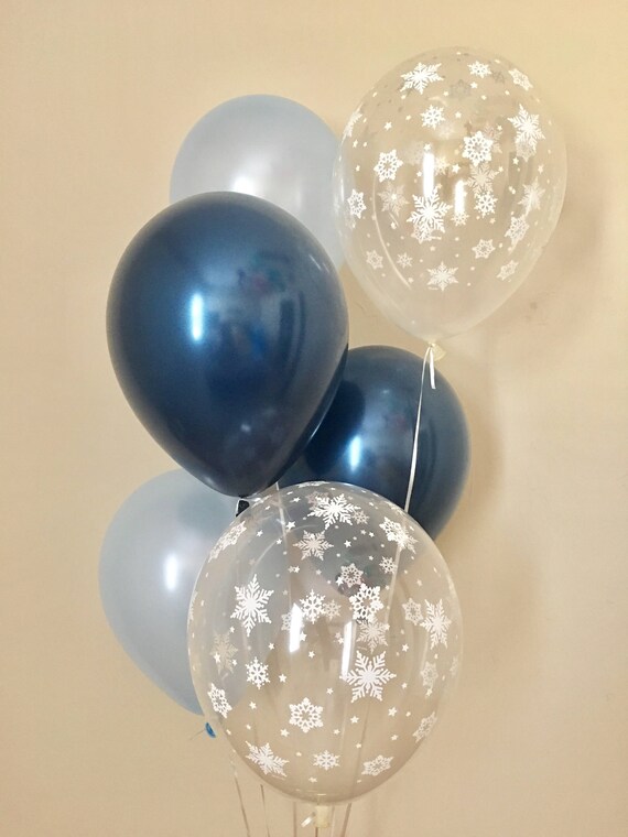 Navy Blue & Snowflake Latex Balloons~Winter Onederland First Birthday~Baby Shower~Snowflake Balloon~Wonderland Party~Snowflake Party Decor Il_570xn