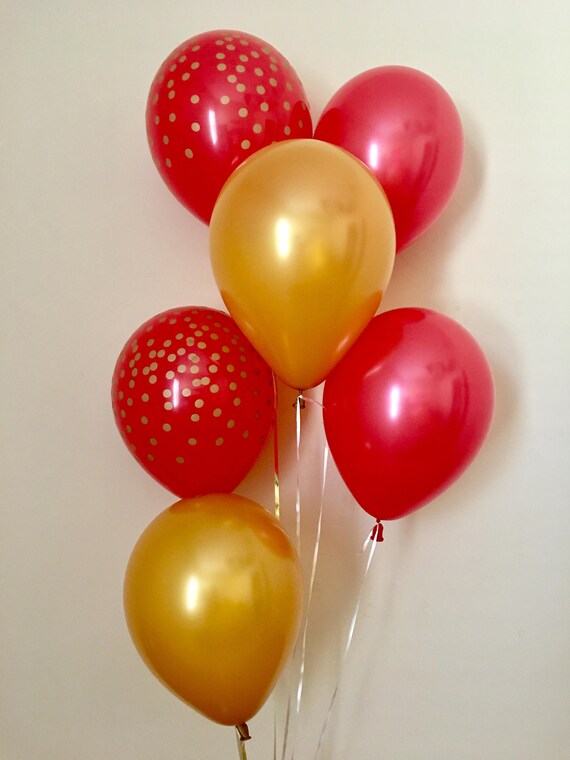 Red and Gold Confetti Look Latex Balloon~Red and Gold Birthday~Baby Shower~Bridal Shower~Wedding~Red and Gold Decor~Red Confetti Balloon Il_570xn