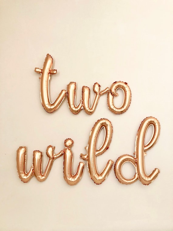 Two Wild Gold Script Letter Balloons~Birthday Gold~Jungle Birthday Party~Two Wild Theme~Safari Birthday~Two Wild Birthday~Two Wild Decor Il_570xn