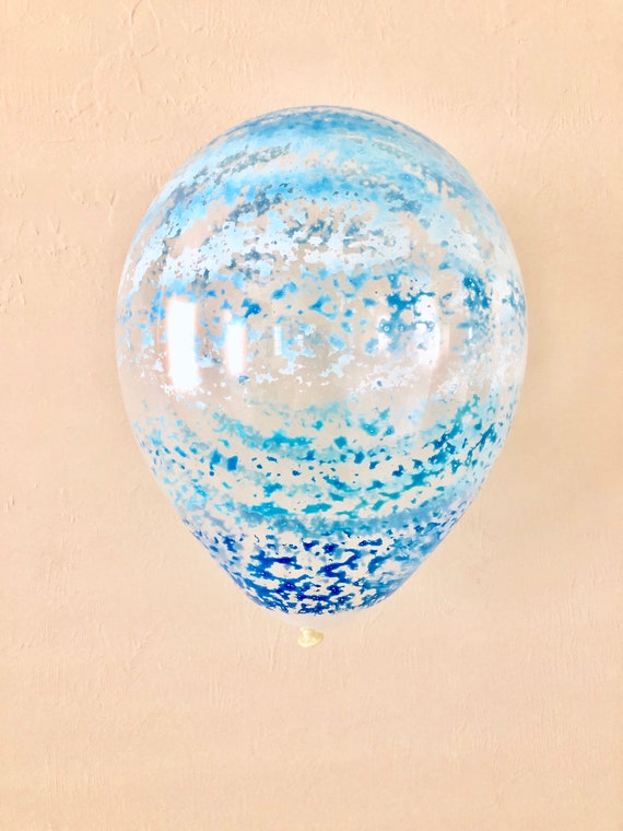 Blue Graffiti 11 inch Latex Balloon~Blue Bridal Shower~Blue Baby Shower~Blue Birthday~Blue Wedding~Blue Decor~Shark Party~Under the Sea Il_570xn