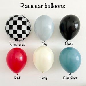 Race Car Party Balloons: Checkered Mylar, Latex Balloons