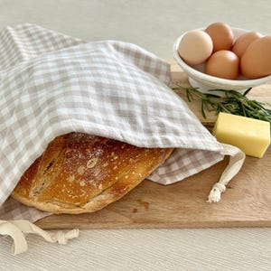 Reusable Bread Bag~100% Cotton Bread Storage~Eco-Friendly Bread Keeper Sourdough & Artisan Bread Bag~Produce Bag~Food Storage~Made in USA