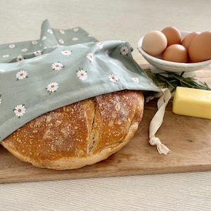 Reusable Bread Bag~100% Cotton Bread Storage~Eco-Friendly Bread Keeper Sourdough & Artisan Bread Bag~Produce Bag~Food Storage~Made in USA