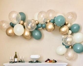 Sage Green Balloon Garland DIY Kit~Bridal Shower~Sage Wedding~Sage Baby Shower~Gold Ivory and Sage Balloons~Sage Party Decor