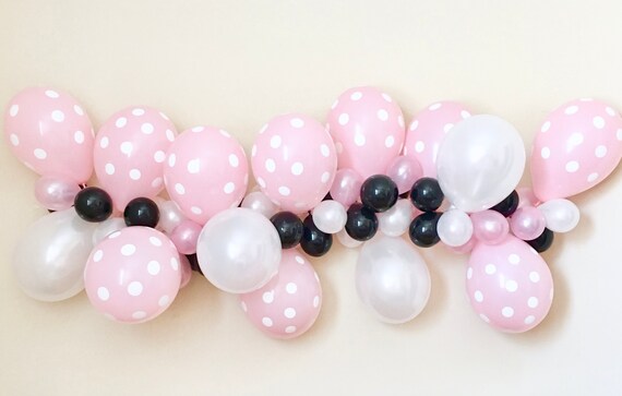 Balloon Garland DIY Kit~Pink Black and White Polka Dots~Minnie Mouse Party Decor~First Birthday Party~Pink Party Decor~Pink Balloon Arch Il_570xn