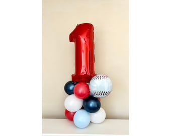 Baseball Balloon Tower~Rookie of the Year First Birthday Theme~Baseball Party~Rookie Year~First Birthday~Baseball Balloon~Baseball Party