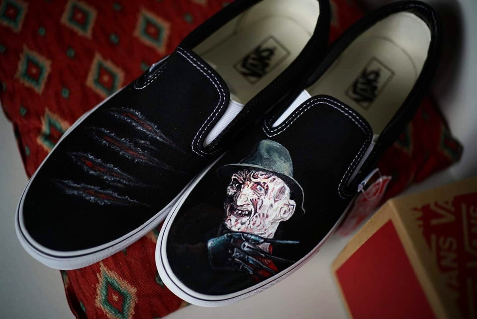 Custom Hand-Painted Freddy Krueger Custom Vans Shoes | Etsy