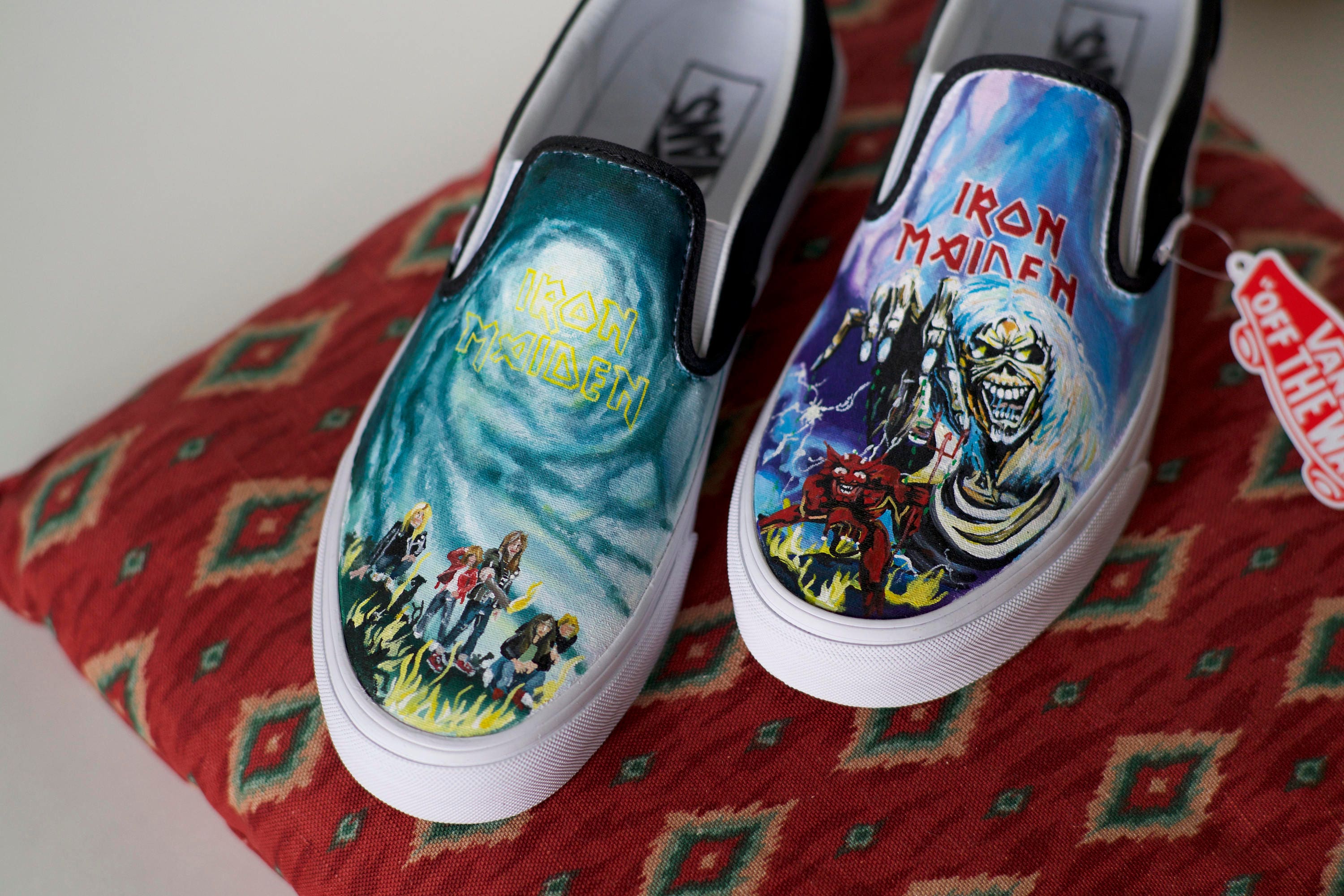 Agrarisch nek Of later Custom Hand-painted Iron Maiden Vans Shoes - Etsy
