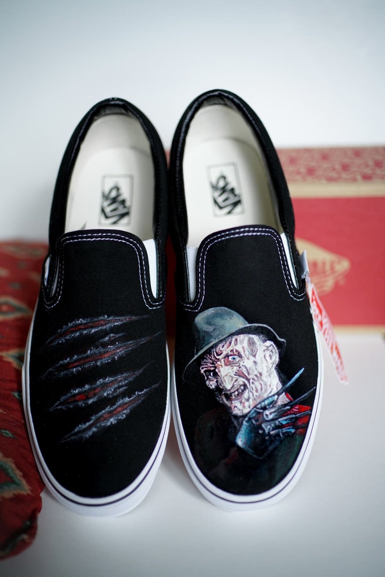 Custom Hand-Painted Freddy Krueger Custom Vans Shoes Etsy