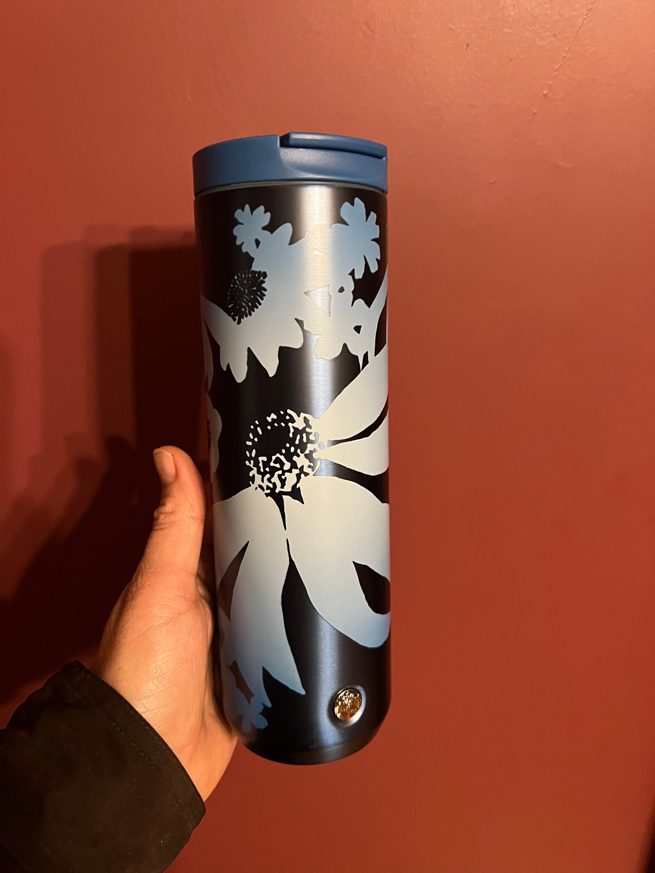 Starbucks Blue Floral and Pinecone Vacuum Insulated Tumbler 16 oz