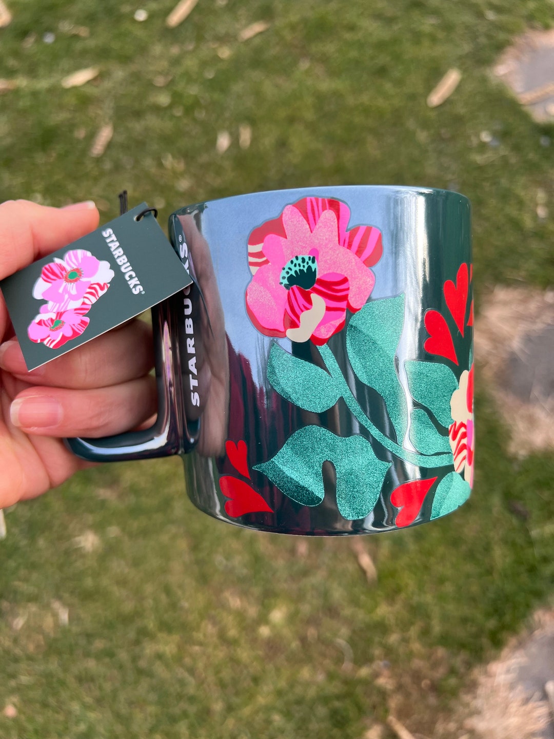 NWT Starbucks 2024 Valentines Mug With Love Hearts & Flowers Ceramic