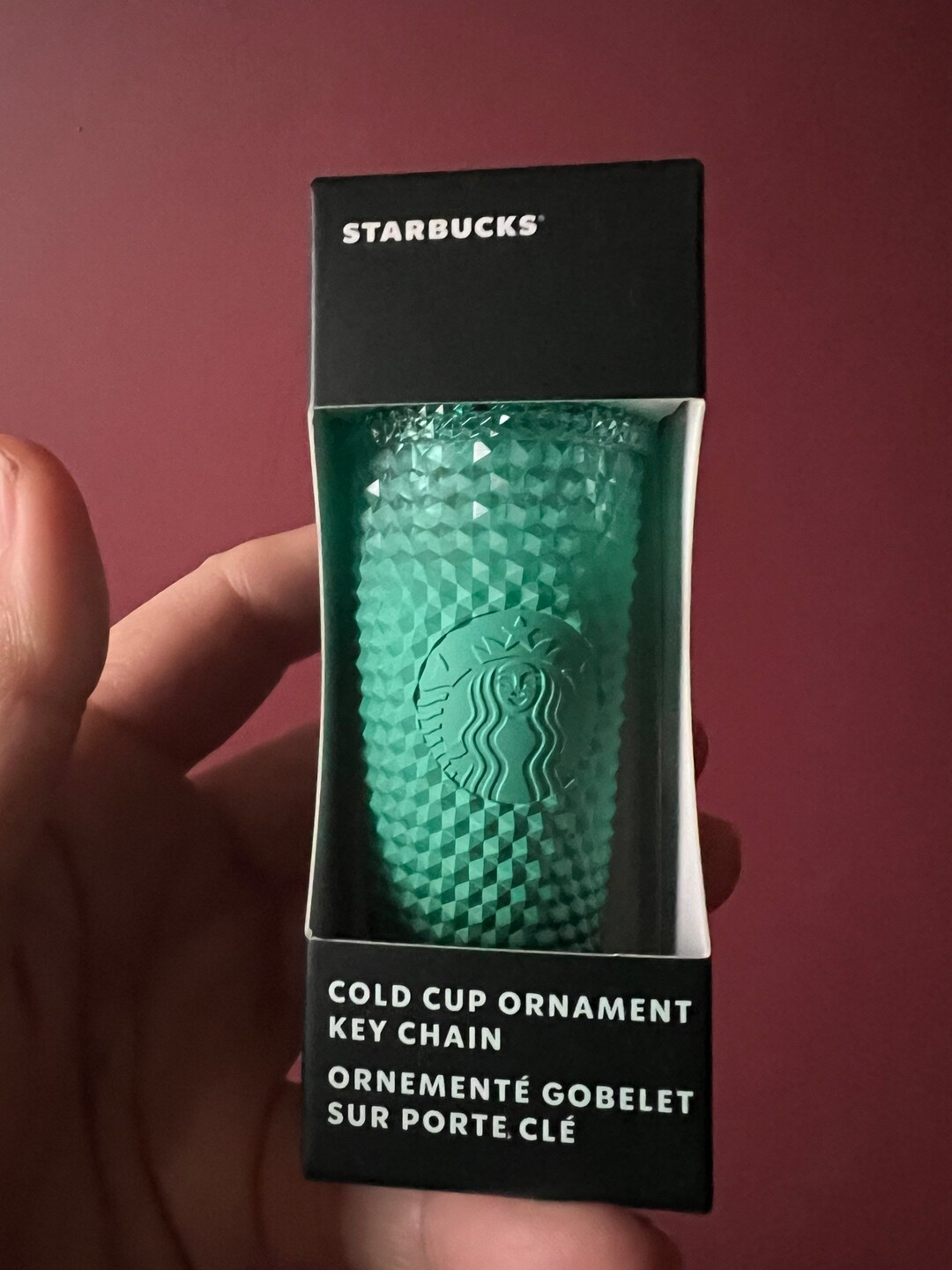 New 2022 Starbucks Keychain Ornament Dark Green Studded Tumbler 