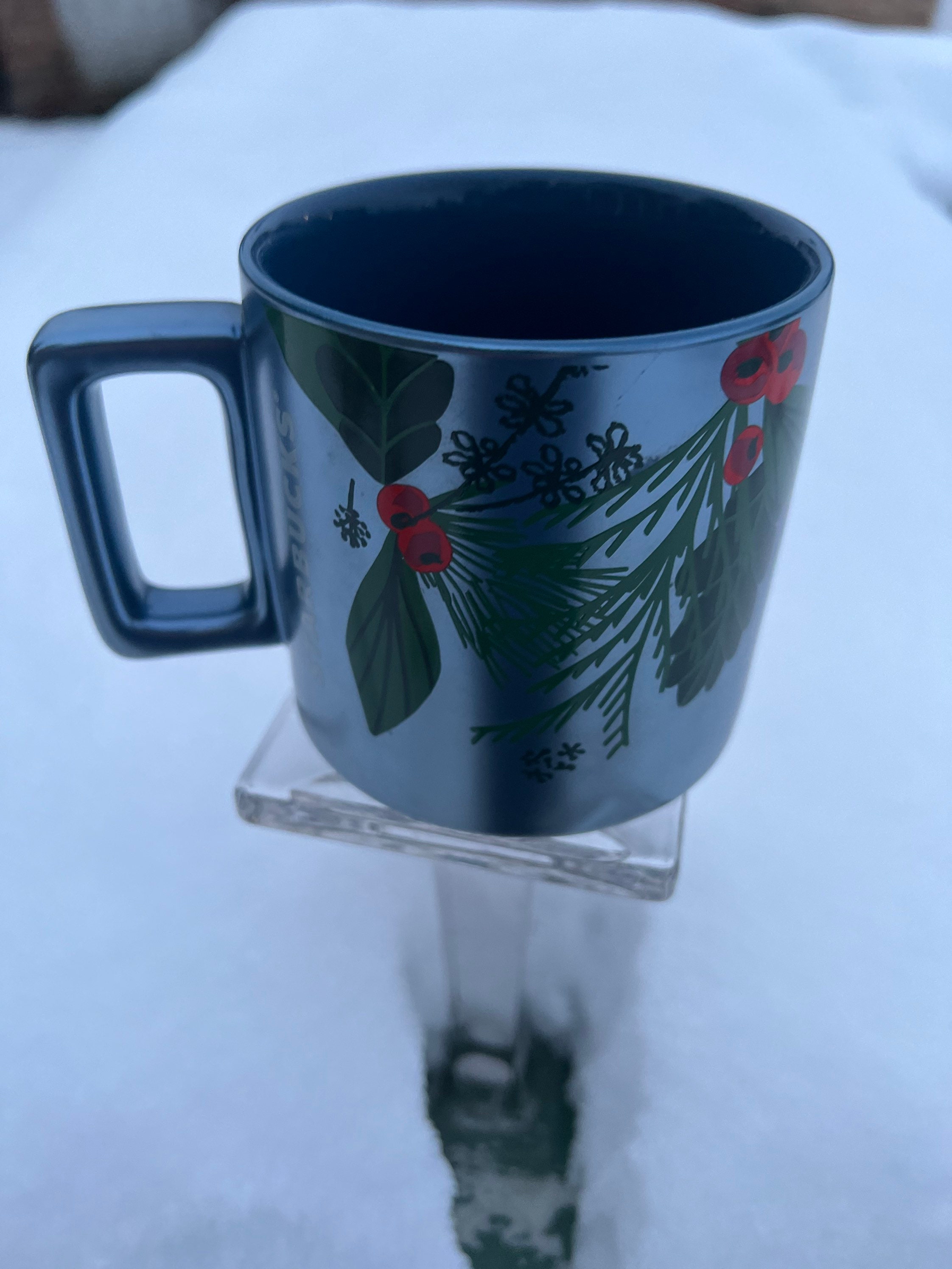 Starbucks Christmas Holiday Mug, 14 Oz Blue Metallic Ceramic NEW