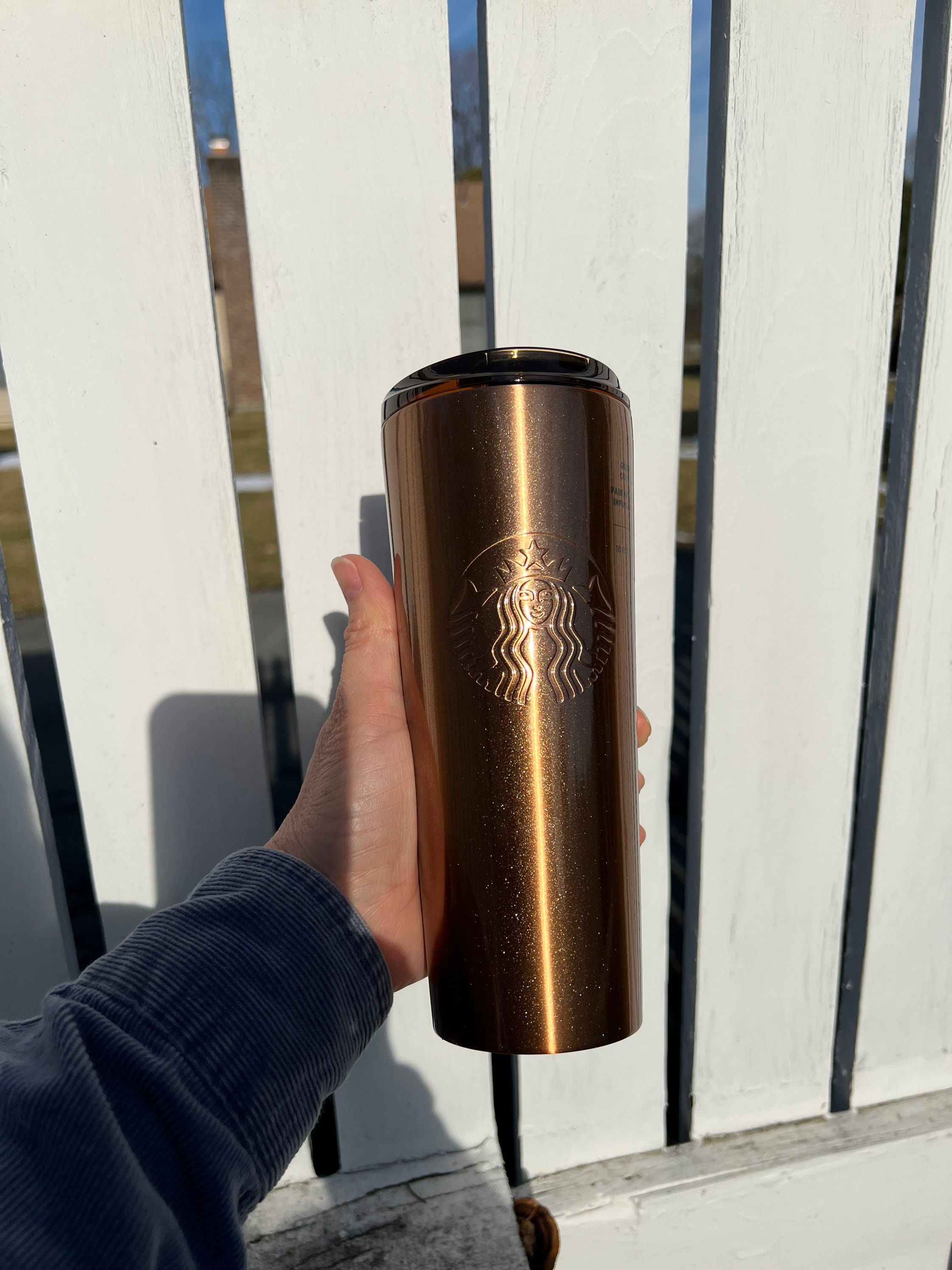 Starbucks Spring 2022 Copper Gold Stainless Steel 16oz Cold Cup Tumbler  Brew Lid 